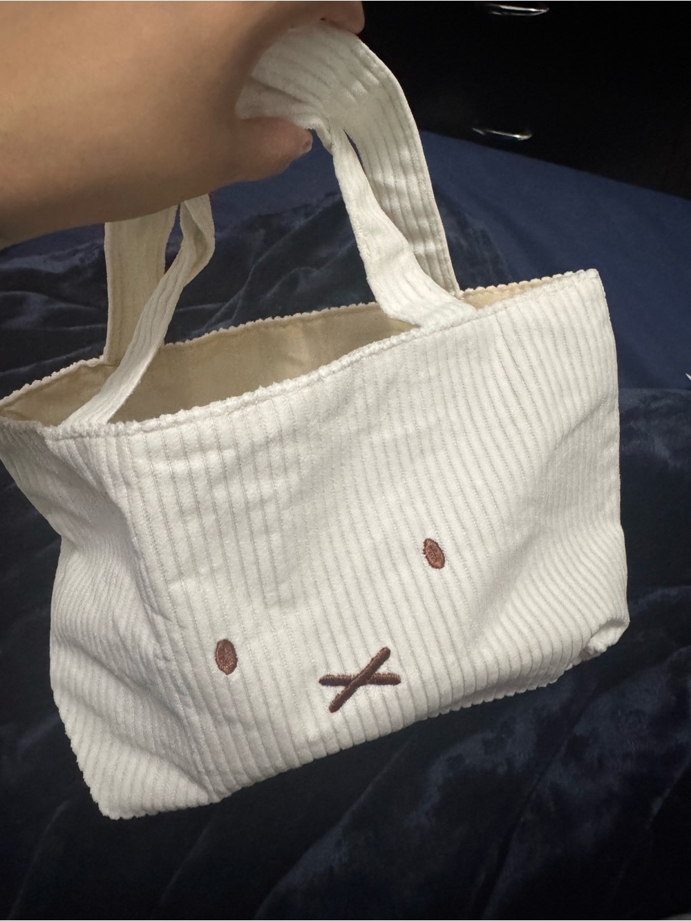 miffy white Mini Tote with Embroidered Face